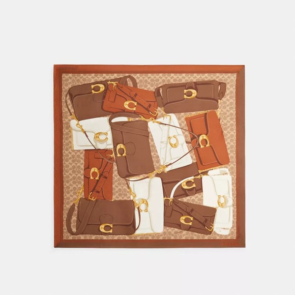 Coach Tabby Bag Print Silk Square Scarf NWT - Picture 1 of 3